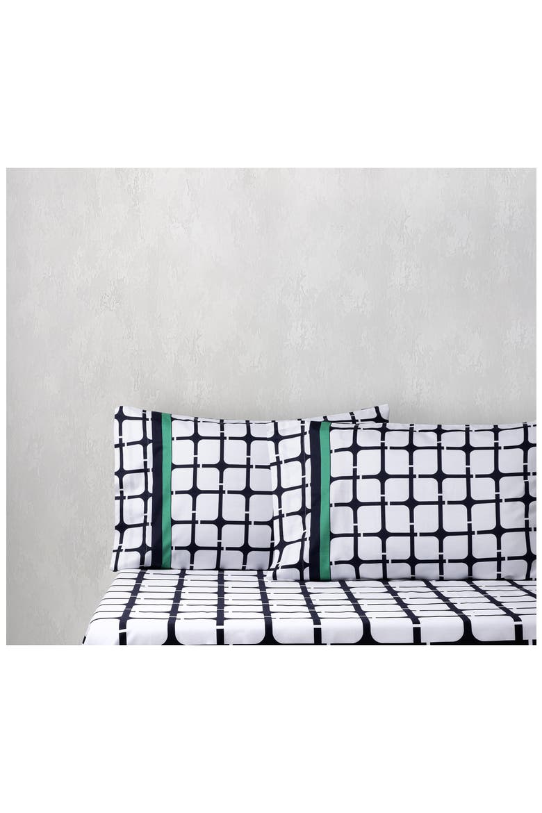 Set of Two Broken Square Print Pillowcases, Alternate, color, NAVY