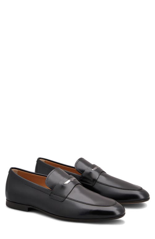 Tod's Logo-embellished Glossed Full-grain Leather Penny Loafers In Nero