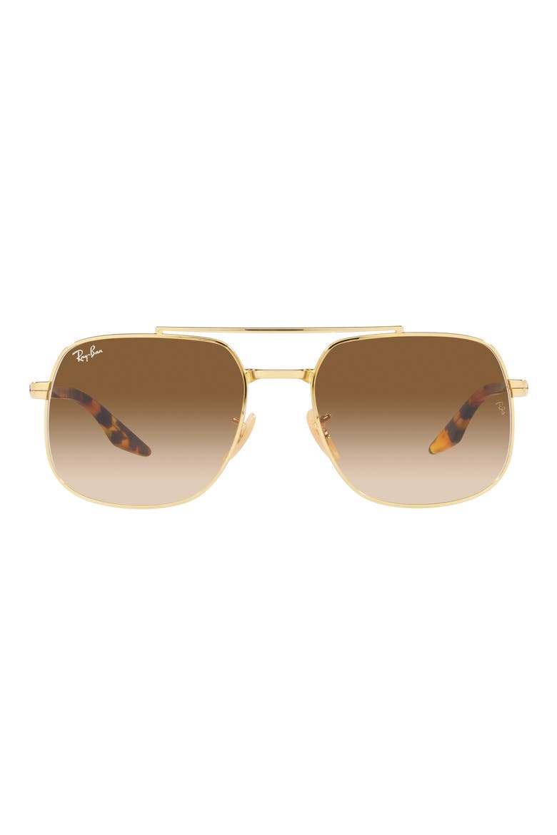 56mm Gradient Square Sunglasses, Main, color, GOLD FLASH