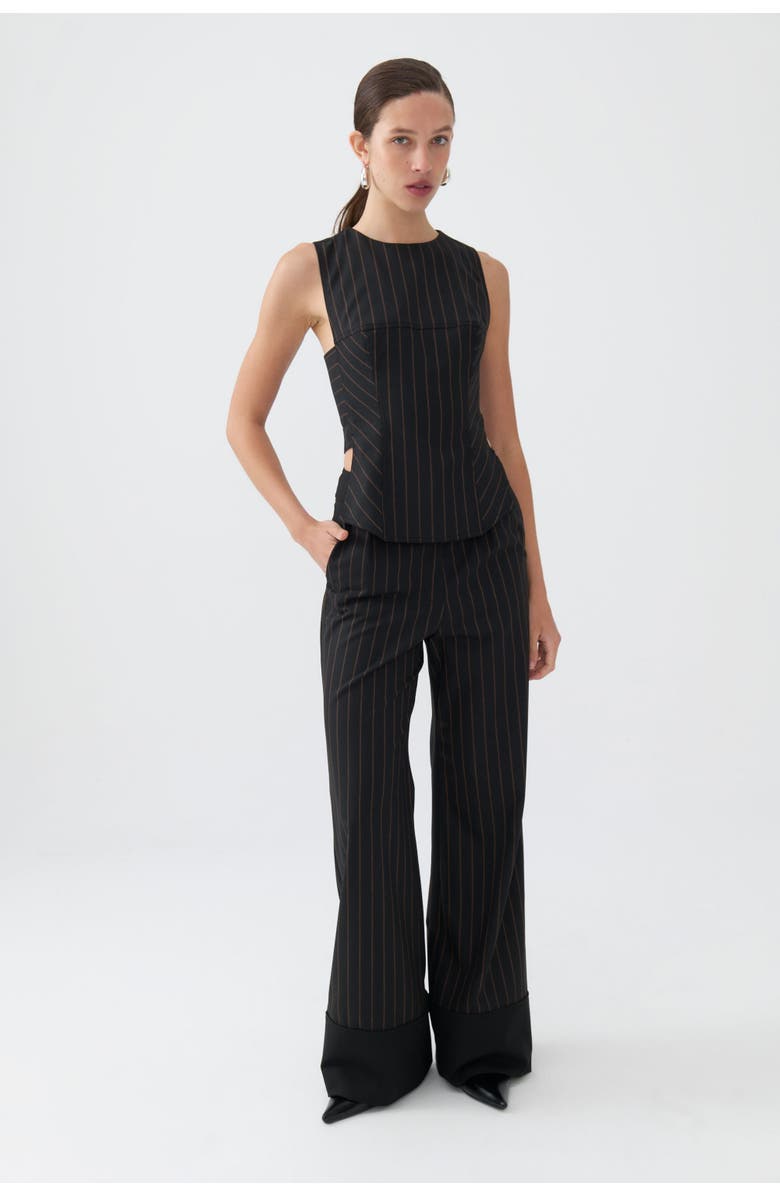 Nocturne High Waist Striped Pants, Alternate, color,