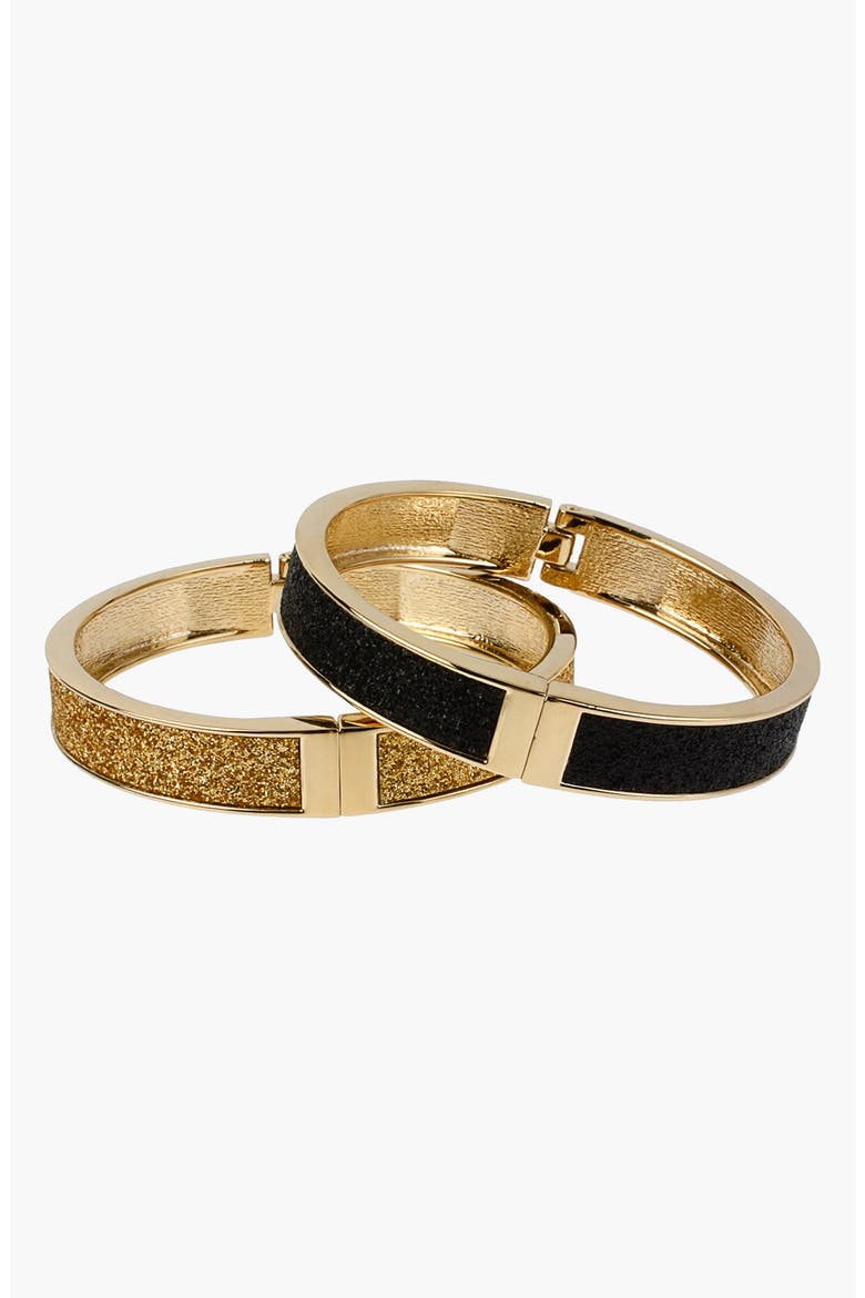 Hinged Glitter Bangles, Alternate, color, BLACK/ GOLD