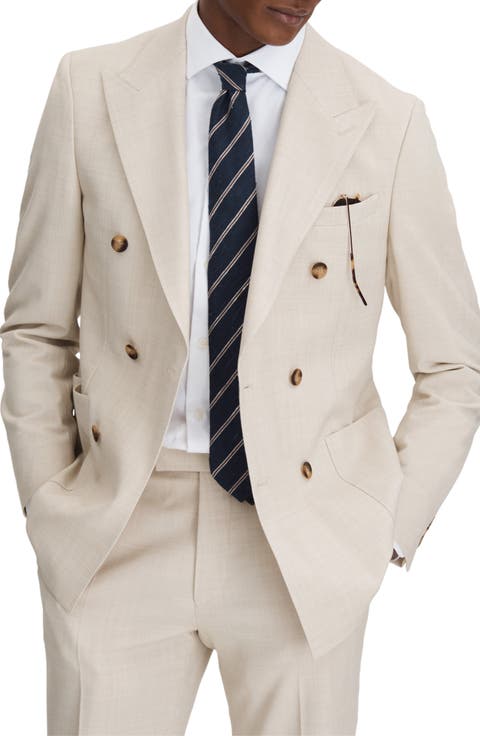 Belmont Double Breasted Tan Stretch Suit Jacket