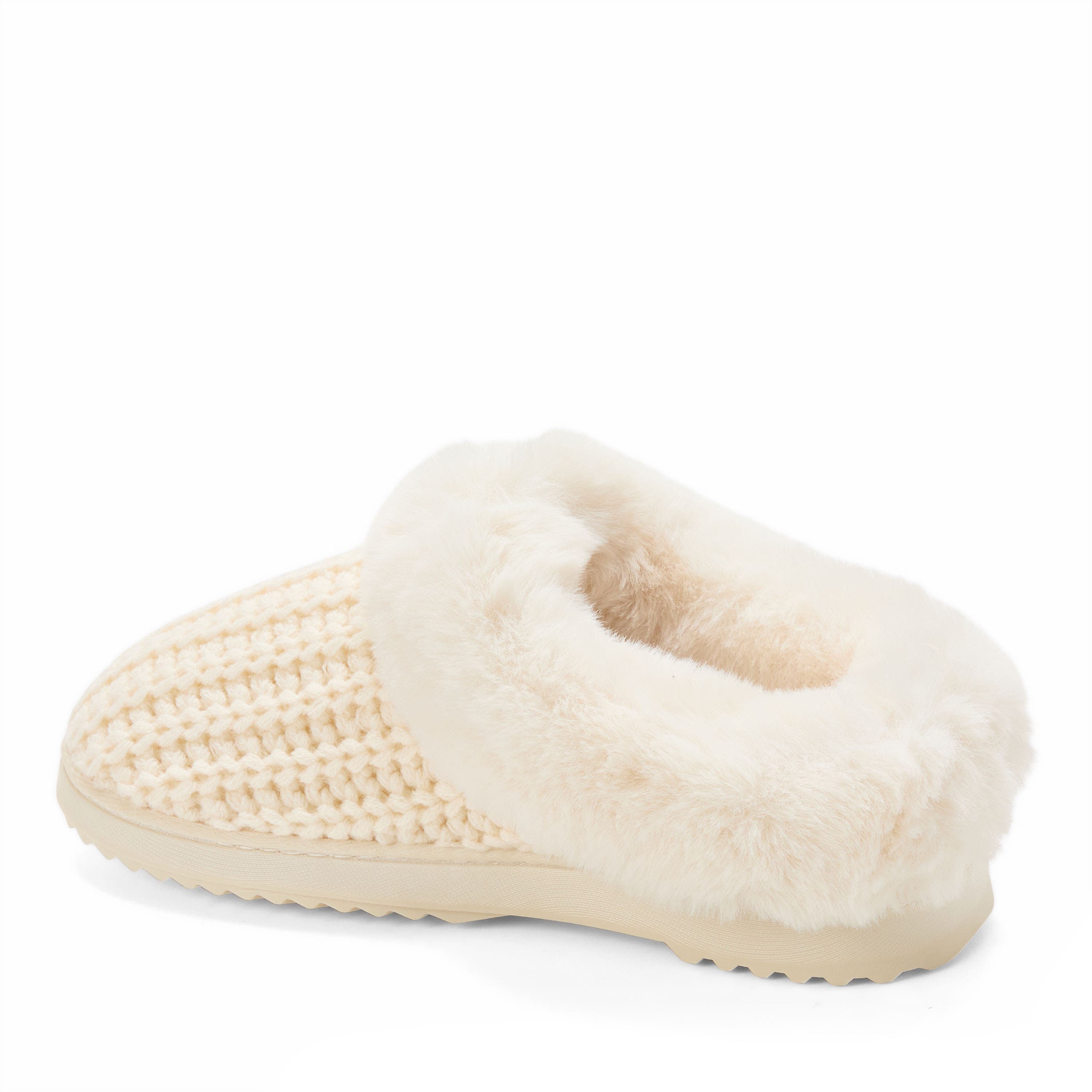 Hannah Festive Knit Clog Slippers, Alternate, color, CREAM
