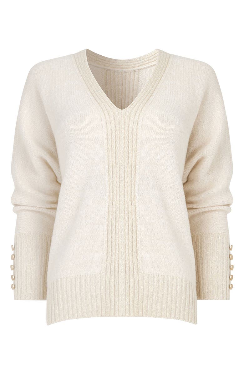 Joe Browns V-Neck Shimmer Pullover Sweater, Alternate, color, Cream