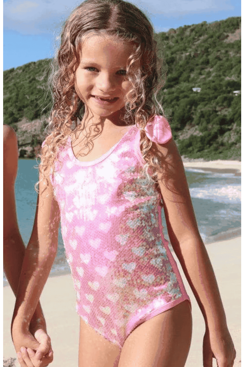 Full Hearts Sequin Swimsuit, Alternate, color, Pink