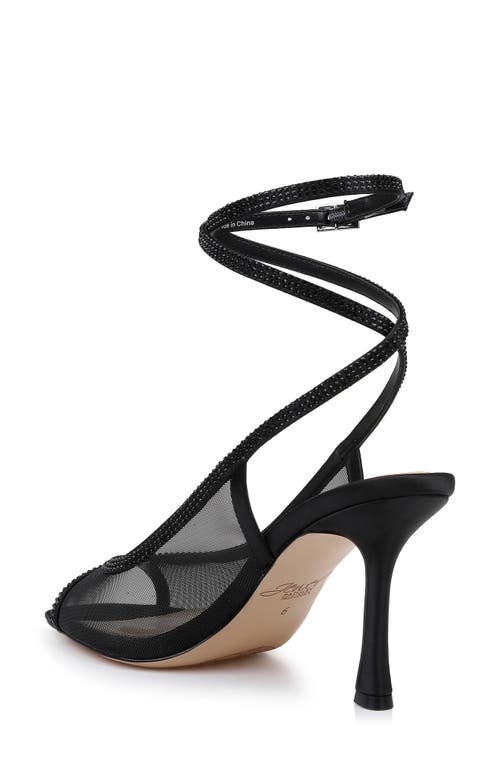 Jewel Badgley Mischka Tamera Ankle Strap Sandal In Black Mesh