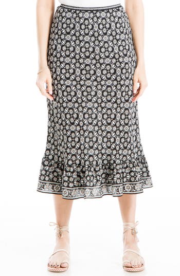 MAX STUDIO MAX STUDIO BIAS RUFFLE HEM MIDI SKIRT 