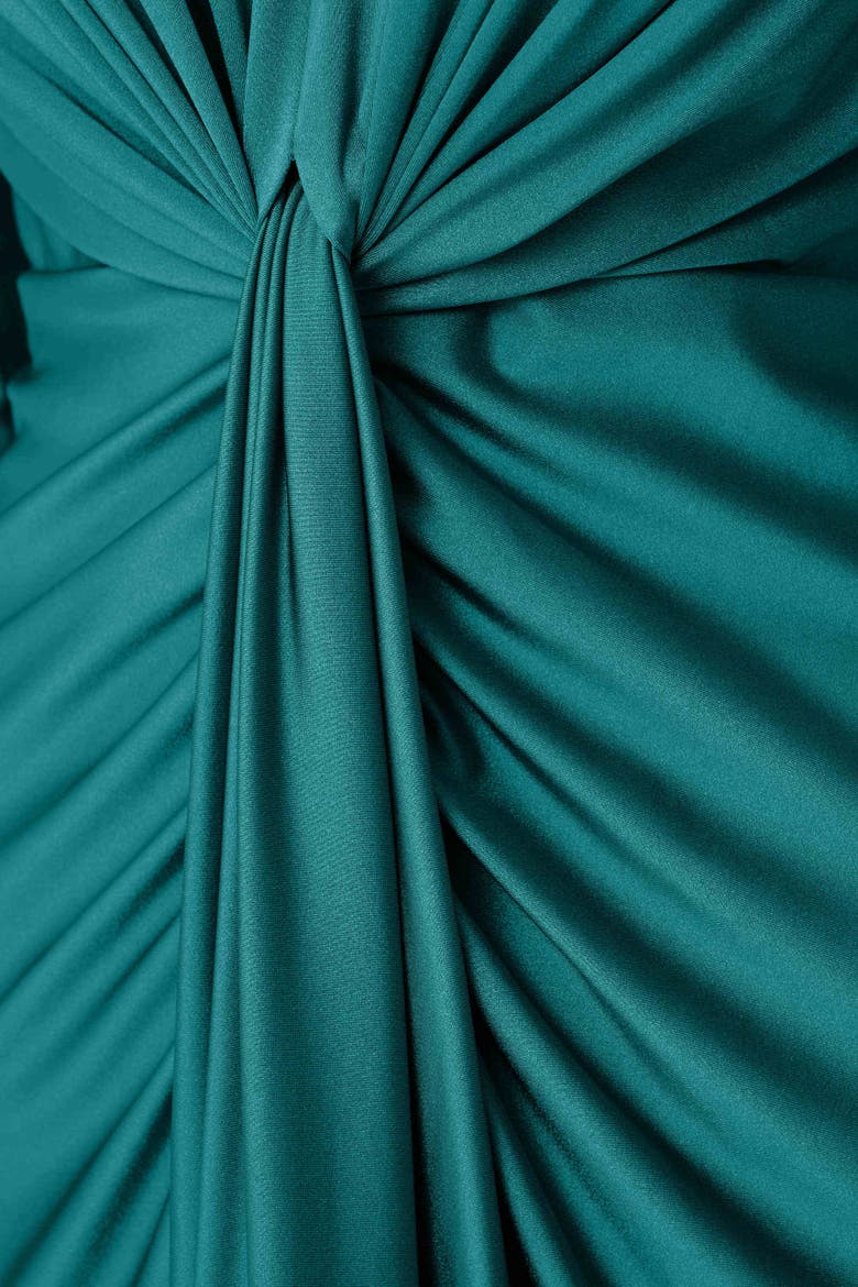 Satin Effect Knit Draped V-Neck Sheath Dress, Alternate, color, Opulent Green