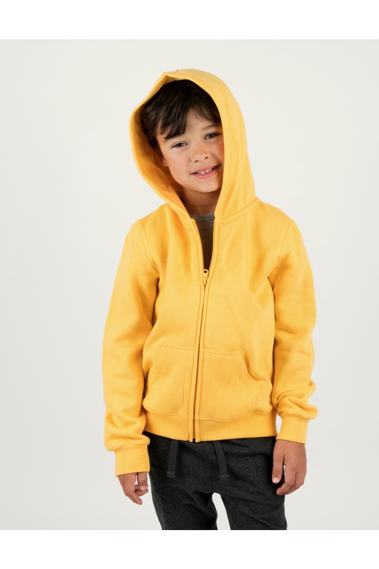 Kids Zip-Up Hoodie, 100% Cotton, Solid Colors, Alternate, color, Yellow