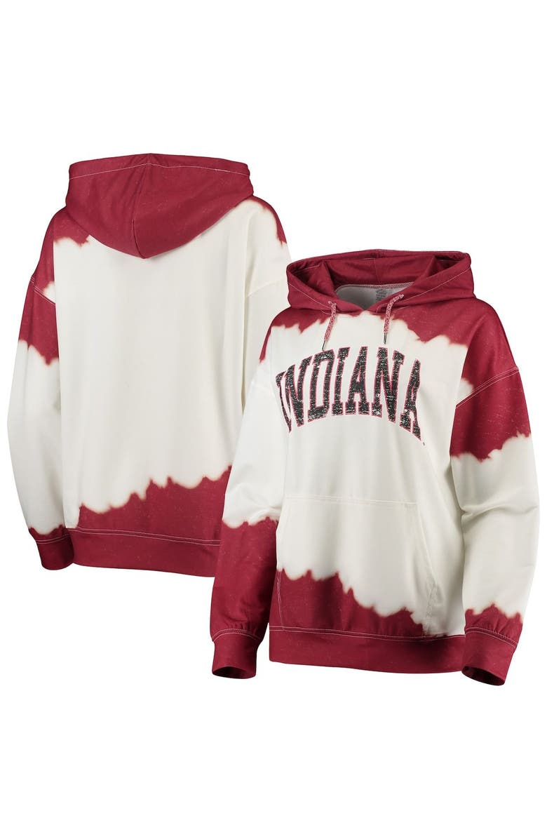 GAMEDAY COUTURE Women's Gameday Couture White/Crimson Indiana Hoosiers For the Fun Double Dip-Dyed Pullover Hoodie, Main, color, 