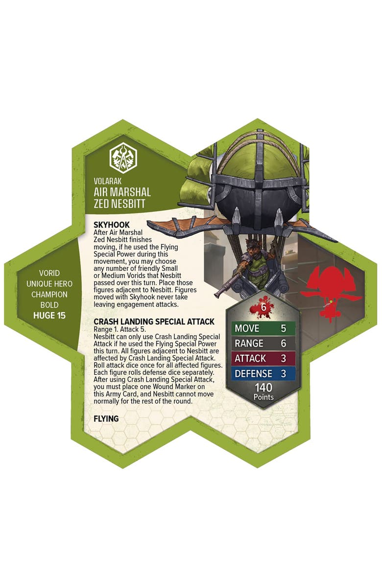 Renegade Game Studios Heroscape Air Marshal Zed Nesbitt Expansion, Figure and Army Card, Alternate, color, Multicolored