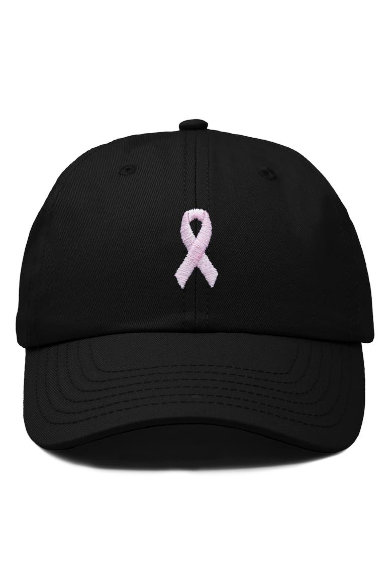 Pink Ribbon Dad Cap, Main, color, Black