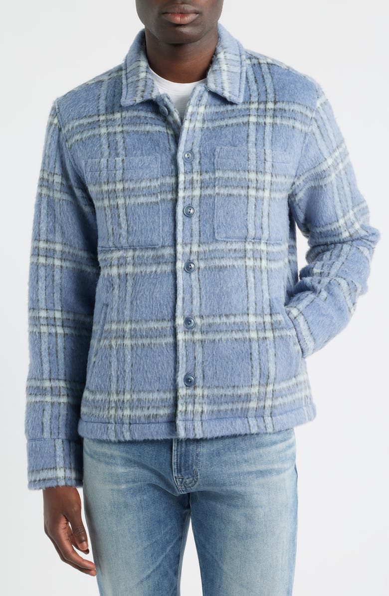 Rails Lachlan Plaid Brushed Flannel Shirt Jacket, Alternate, color, Blue Lotus