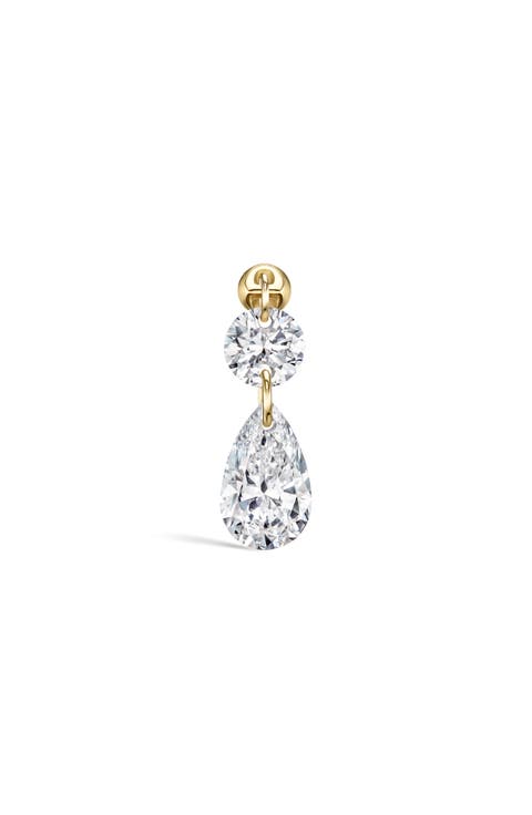 Single Floating Double Diamond Threaded Charm Earring