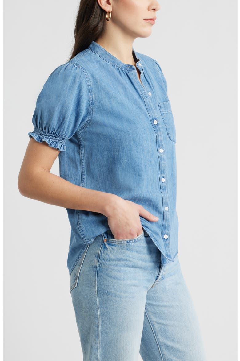 Chambray Button-Up Shirt, Alternate, color, MEDIUM WASH