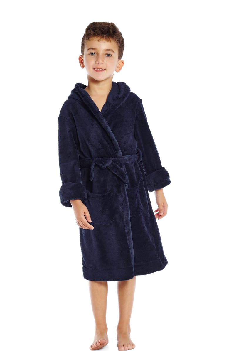 Leveret Kids Fleece Hooded Robe, Solid Colors, Main, color, Navy