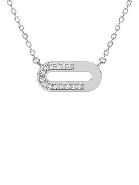 Diamond Paper Pendant 14k Gold 18" Necklace Lab Grown 1/2" Wide