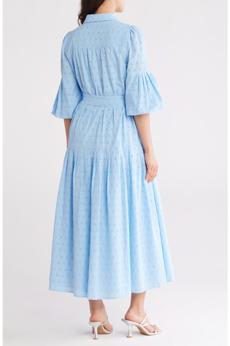 Eyelet Tie Waist Shirtdress, Alternate, color, BLUEBELL
