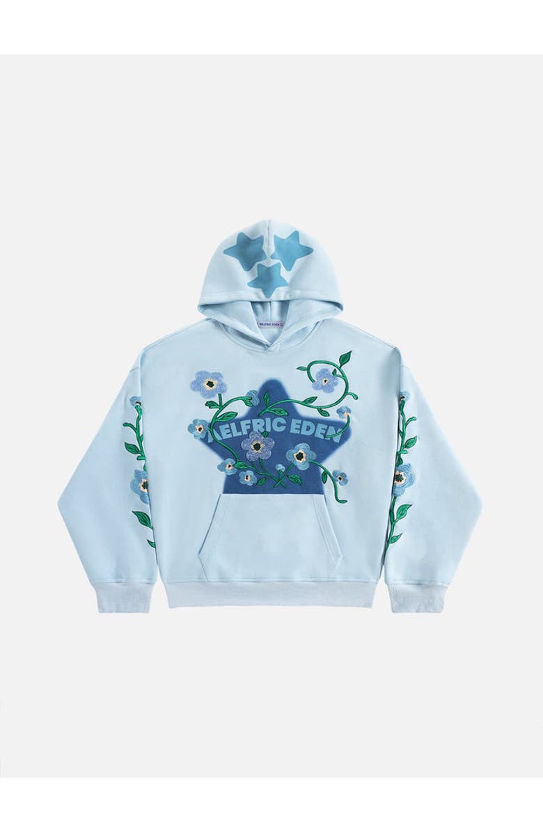 AELFRIC EDEN Beaded Floral Eden Star Pullover Hoodie, Main, color, Blue
