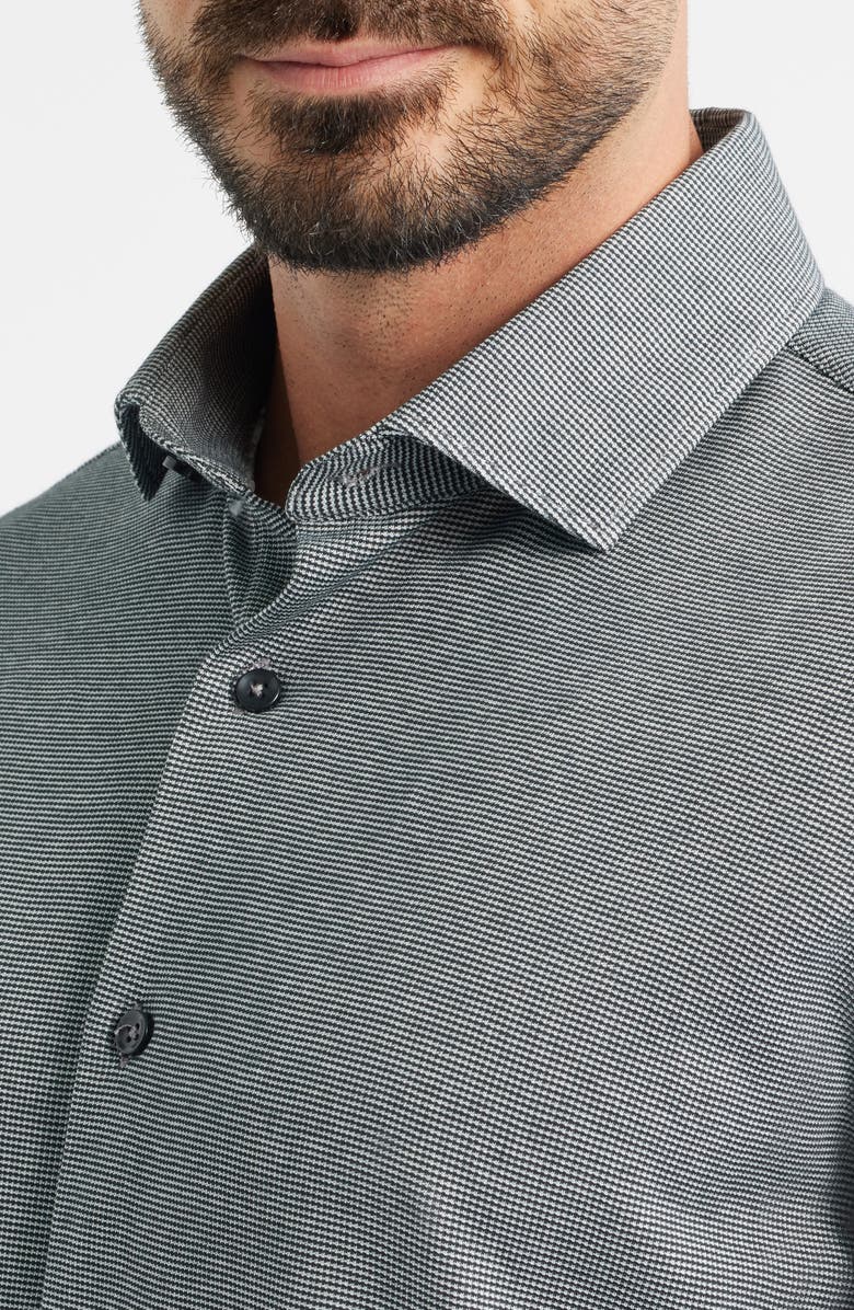 Stone Rose Origin Two-Tone Piqué Performance Button-Up Shirt, Alternate, color, Grey