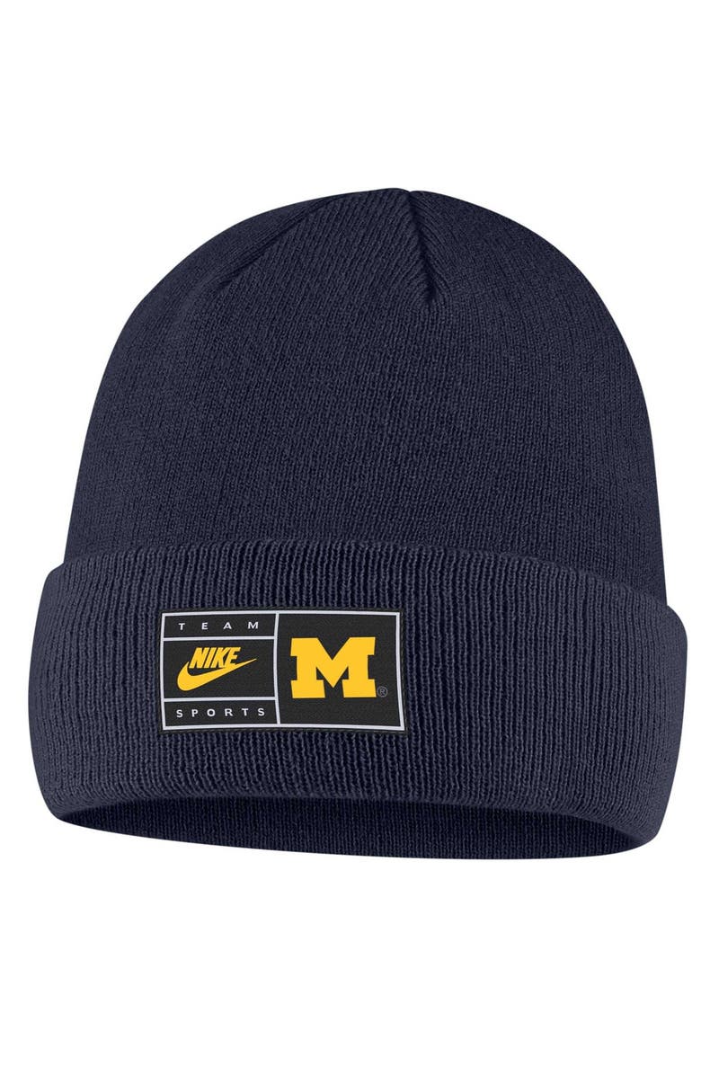 Nike Men's Nike Navy Michigan Wolverines Utility Cuffed Knit Hat, Main, color,