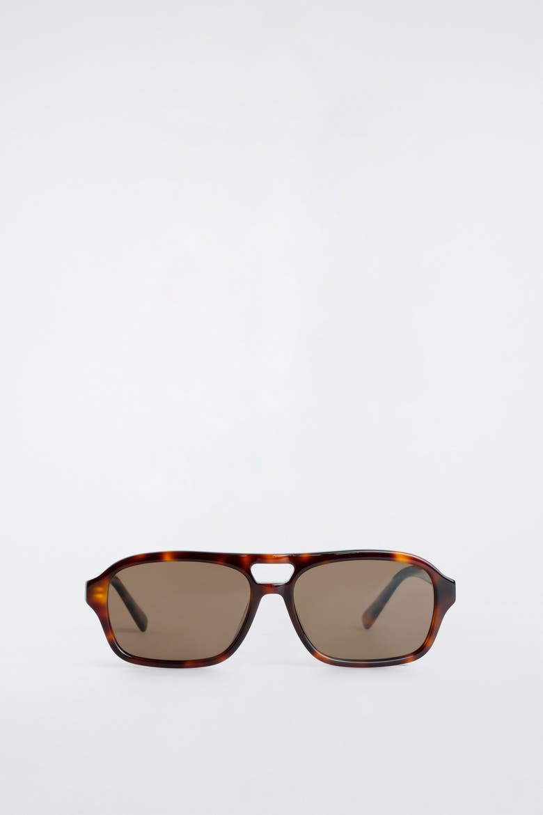 Rectangular Aviator Sunglasses, Alternate, color, TORTOISESHELL / BROWN