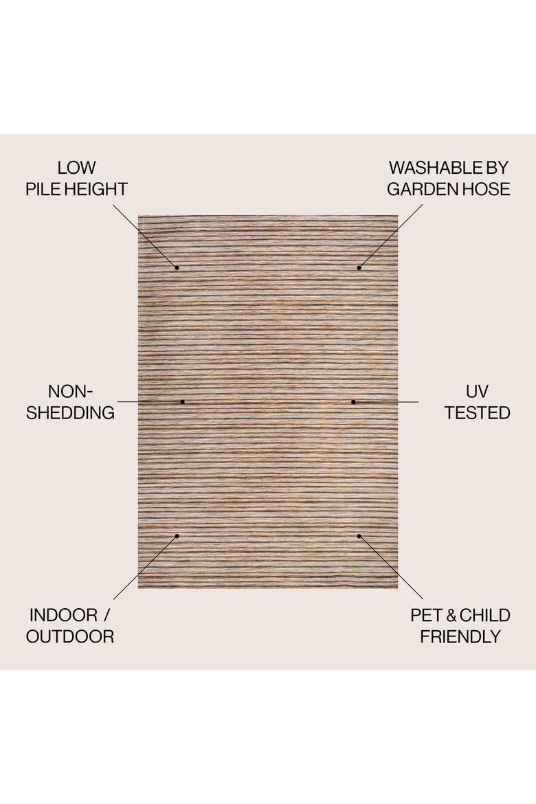 Finn Modern Farmhouse Pinstripe Indoor/Outdoor Area Rug, Alternate, color, Brown/Natural
