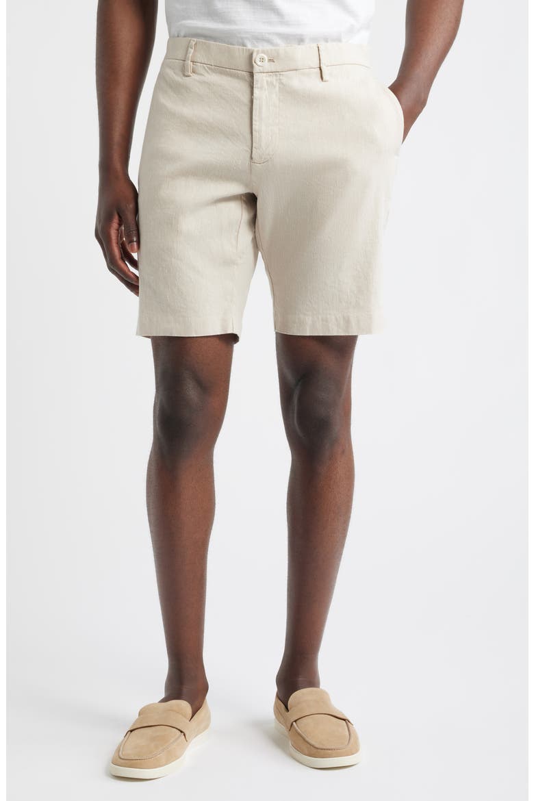 Oasis 8.5-Inch Linen Blend Bermuda Shorts, Main, color, SAND