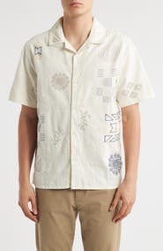 Wax London Didcot Doodle Embroidered Camp Shirt