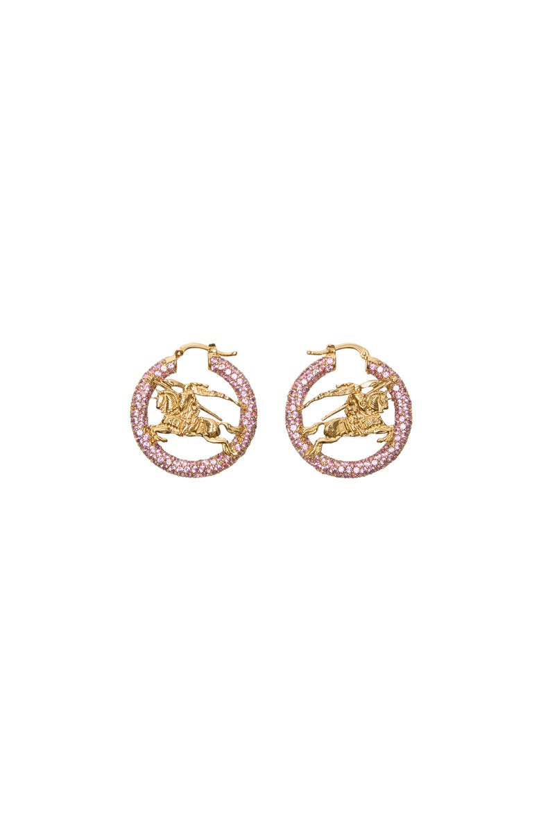 Burberry EKD Pavé Hoop Earrings, Main, color, Gold/Pink
