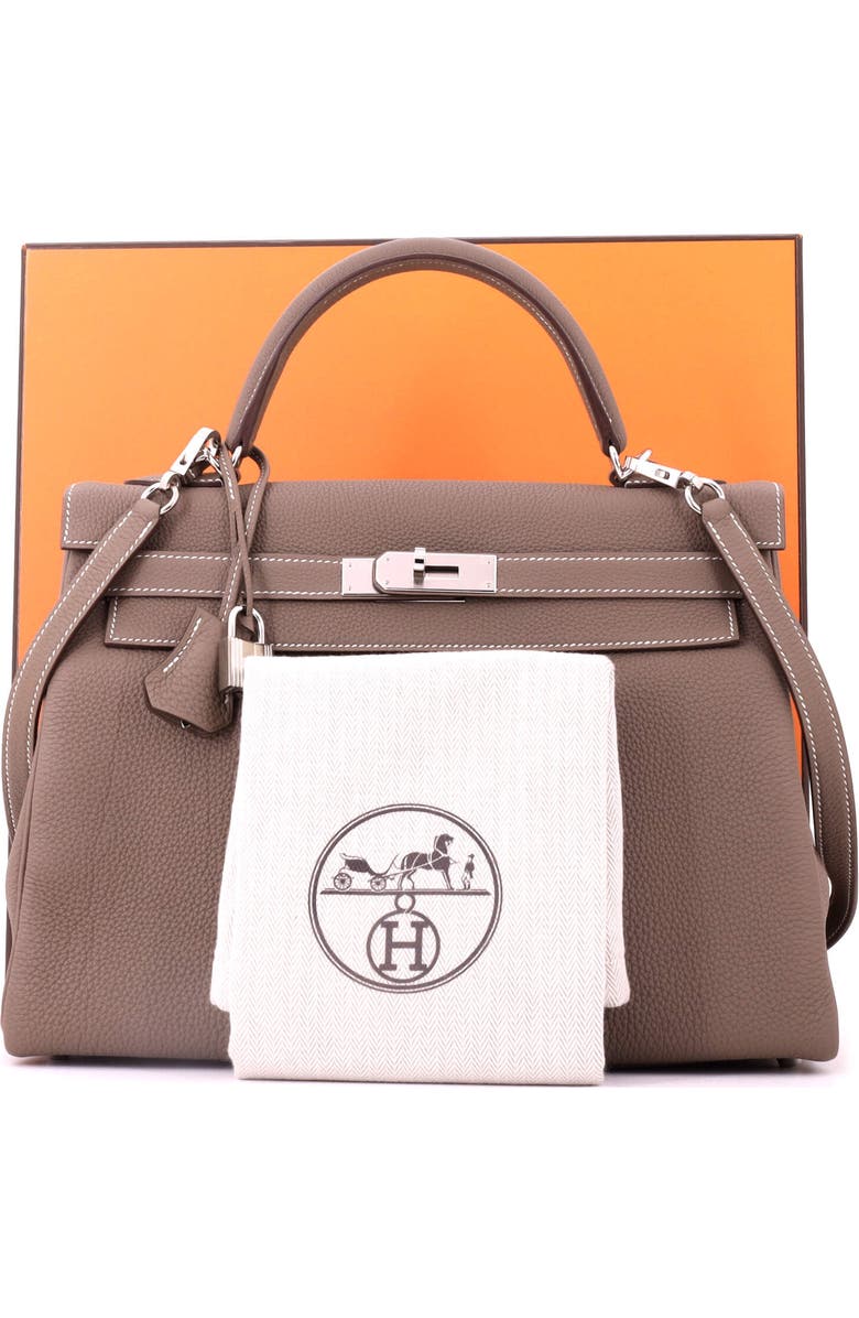 Pre-Owned Hermes Kelly Handbag Grey Togo with Palladium Hardware 32, Alternate, color, Etoupe