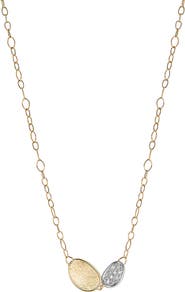 Marco Bicego Lunaria 18K Yellow Gold & Diamond Petite Double Leaf Necklace