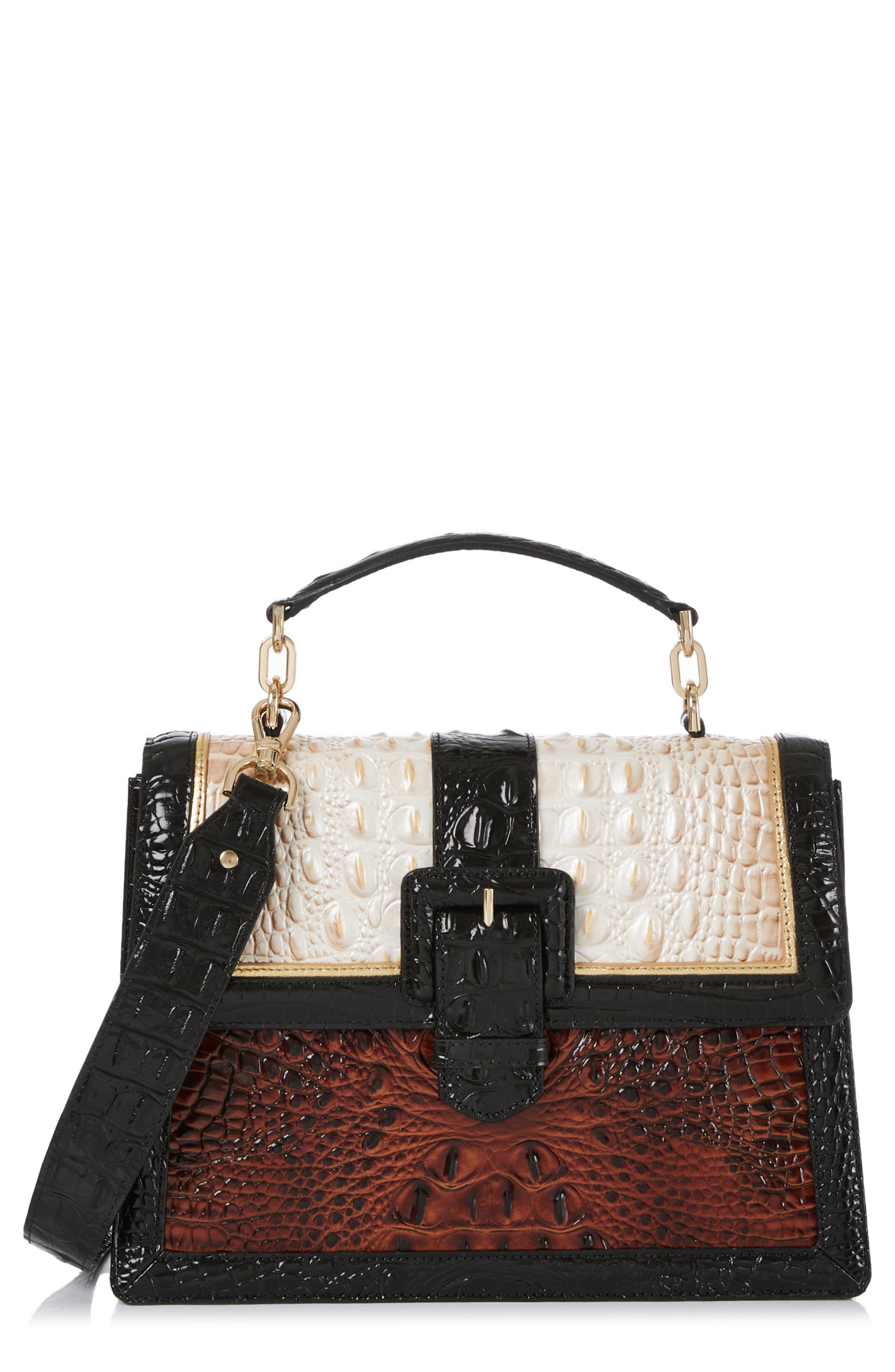 Brahmin Hallie Croc Embossed Leather Top Handle Bag, Main, color, 