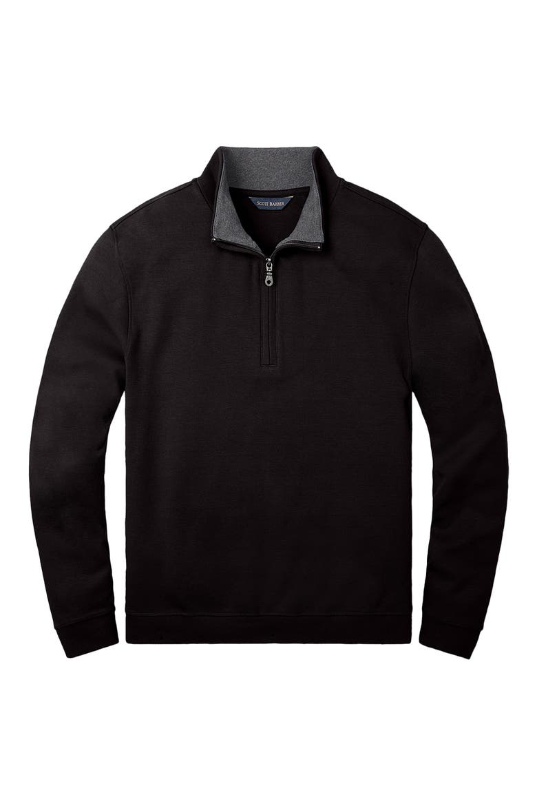 Pima Cotton Interlock Quarter Zip Pullover, Alternate, color, BLACK