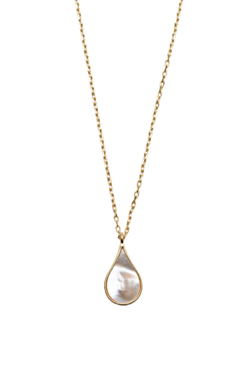 Elongated Mother-of-Pearl Teardrop Pendant Necklace, Main, color, GOLD