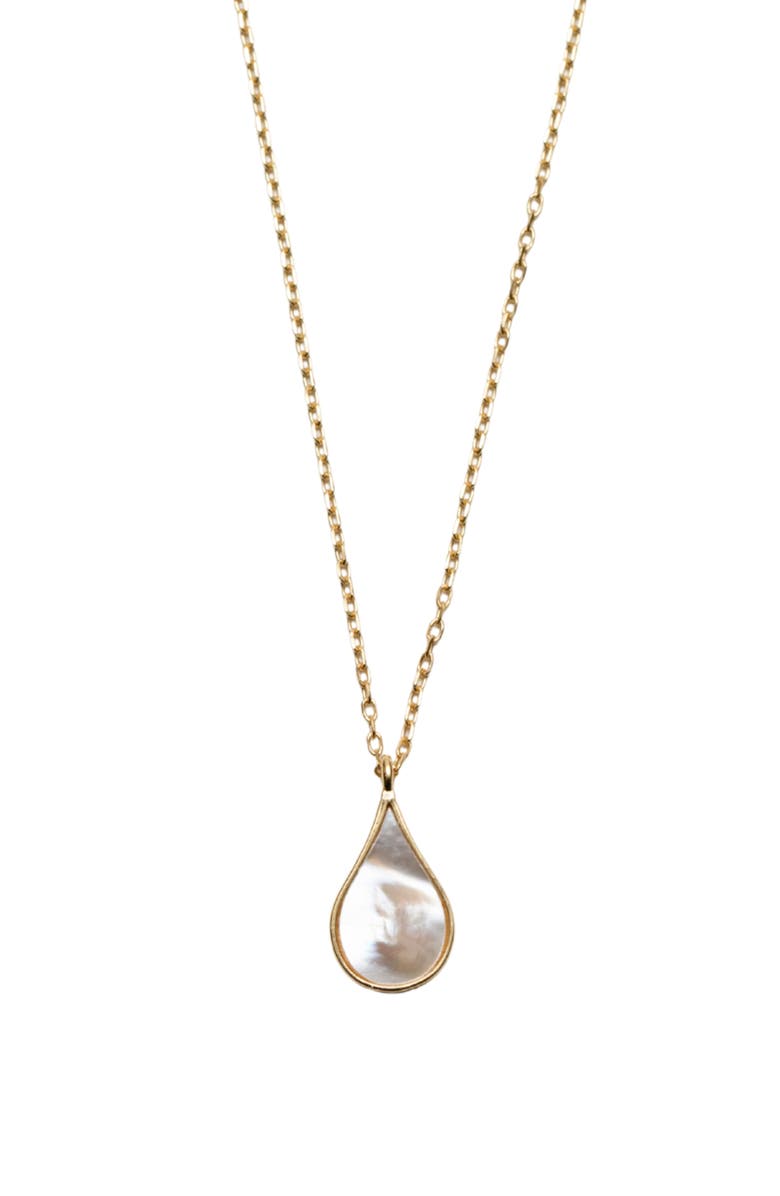 Argento Vivo Sterling Silver Elongated Mother-of-Pearl Teardrop Pendant Necklace, Main, color, Gold