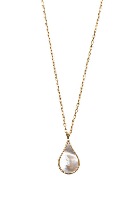 Elongated Mother-of-Pearl Teardrop Pendant Necklace