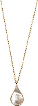 Argento Vivo Sterling Silver Elongated Mother-of-Pearl Teardrop Pendant Necklace
