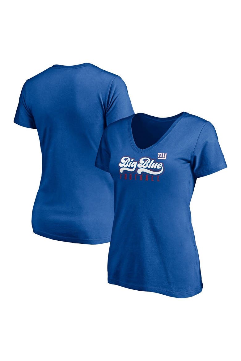 Women's Fanatics Branded Royal New York Giants Hometown Collection Wildcat V-Neck T-Shirt, Main, color, Royal