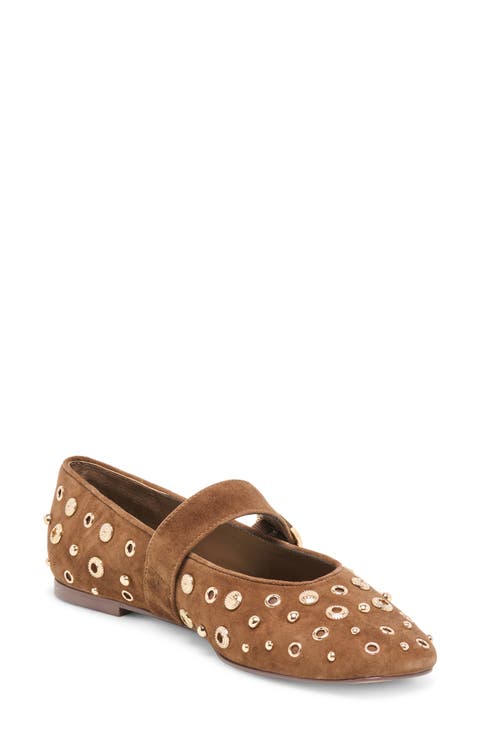Mella Stud Leather Mary Jane Flat