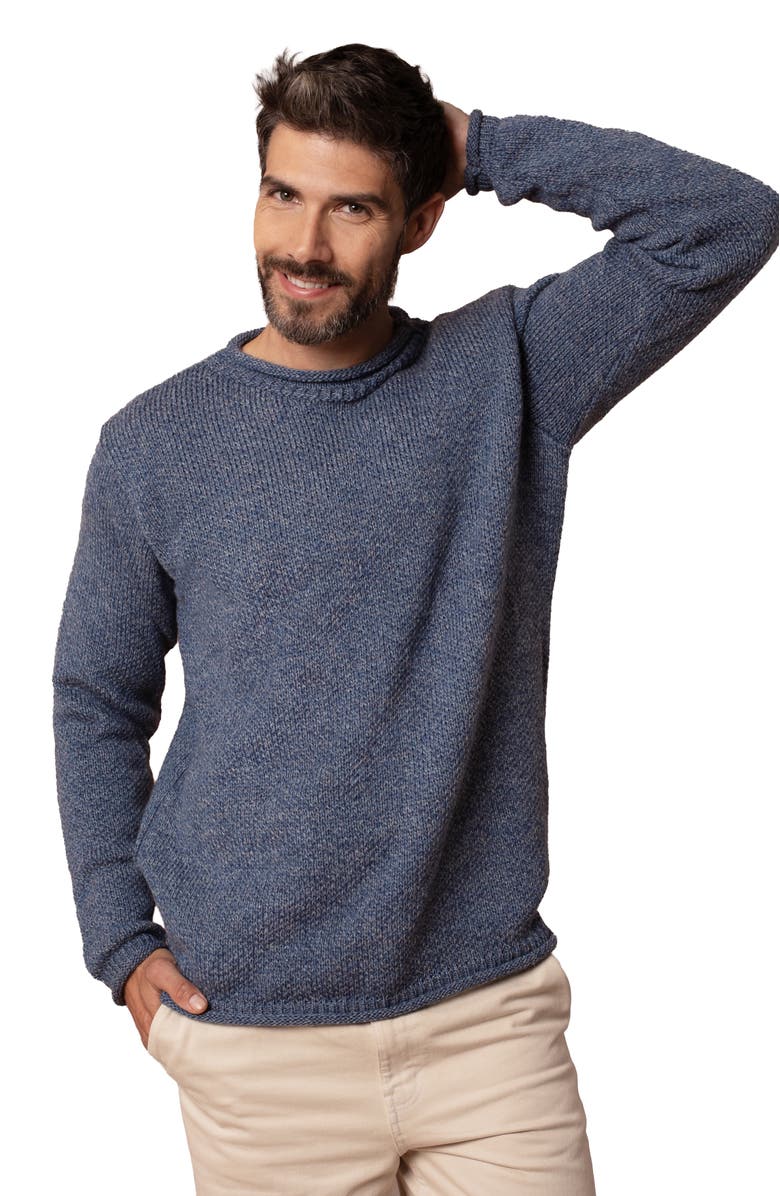 Celtic & Co. Tex Stitch Crew Sweater, Main, color, Indigo