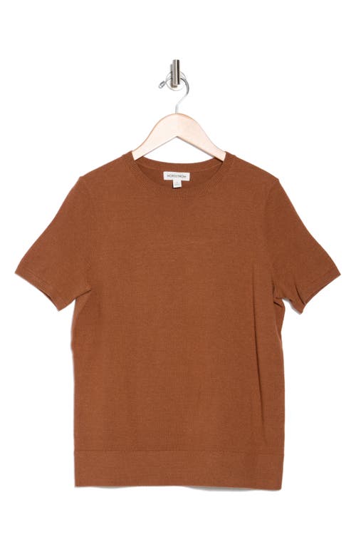 Nordstrom Slim Fit Short Sleeve Sweater In Rust Bisque