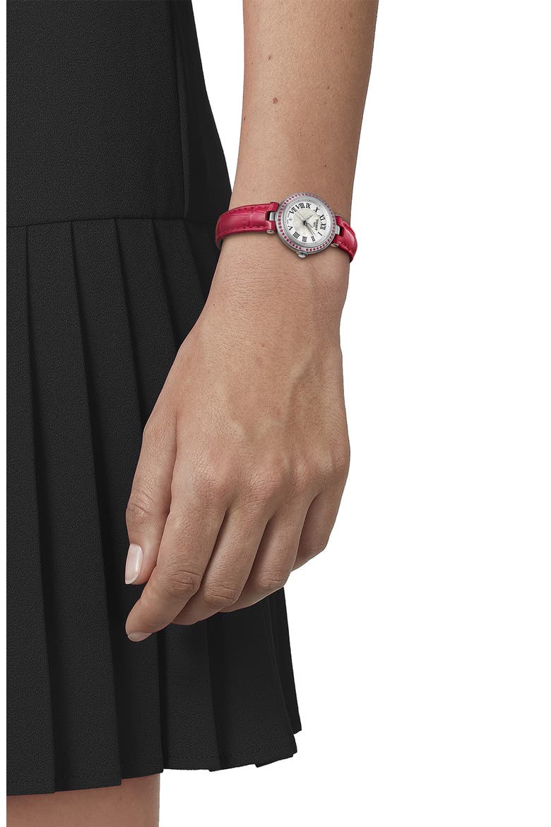 Bellissima Topaz Leather Strap Watch, 26mm, Alternate, color, PINK