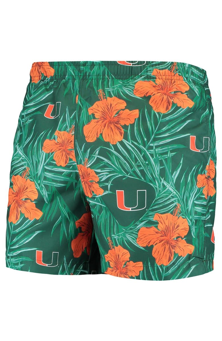 FOCO Men's Green Miami Hurricanes Swimming Trunks, Alternate, color,