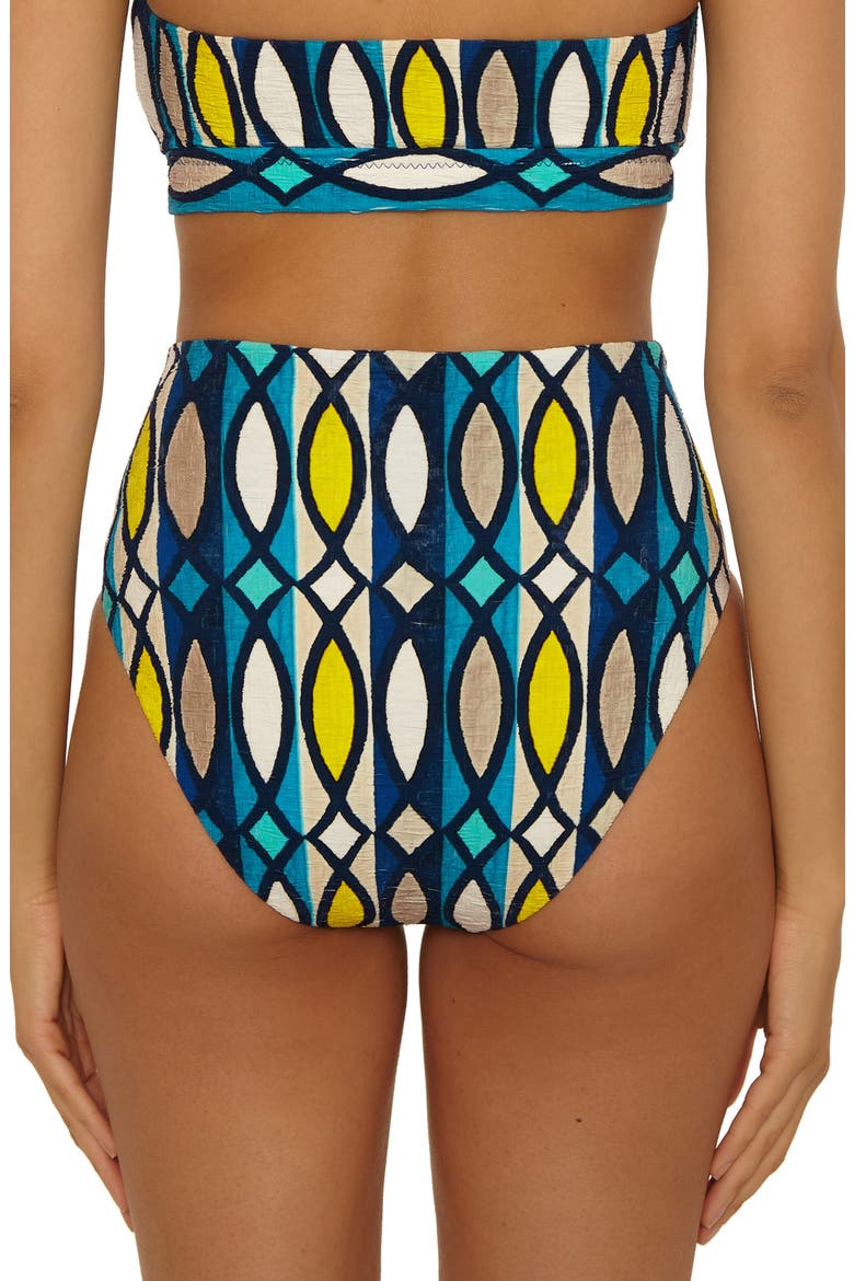 Paros Belted High Waist Bikini Bottoms, Alternate, color, BLUE MULTI