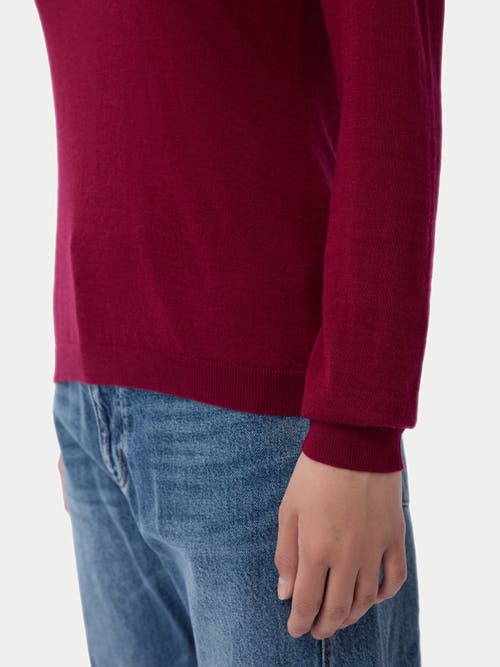 Gobi Mongolian Cashmere Wardrobe Essential Cashmere-silk T-neck Sweater In Burgundy