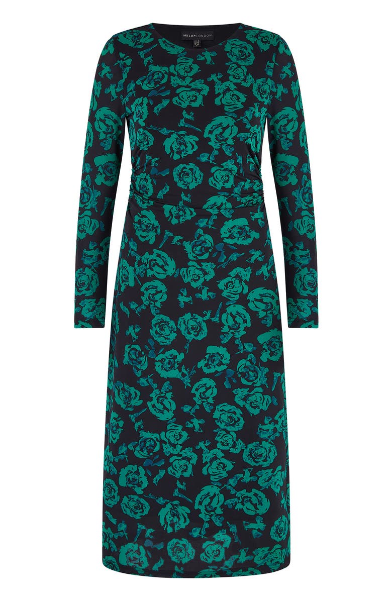 Yumi Floral Fitted Mesh Midi Dress, Alternate, color, 