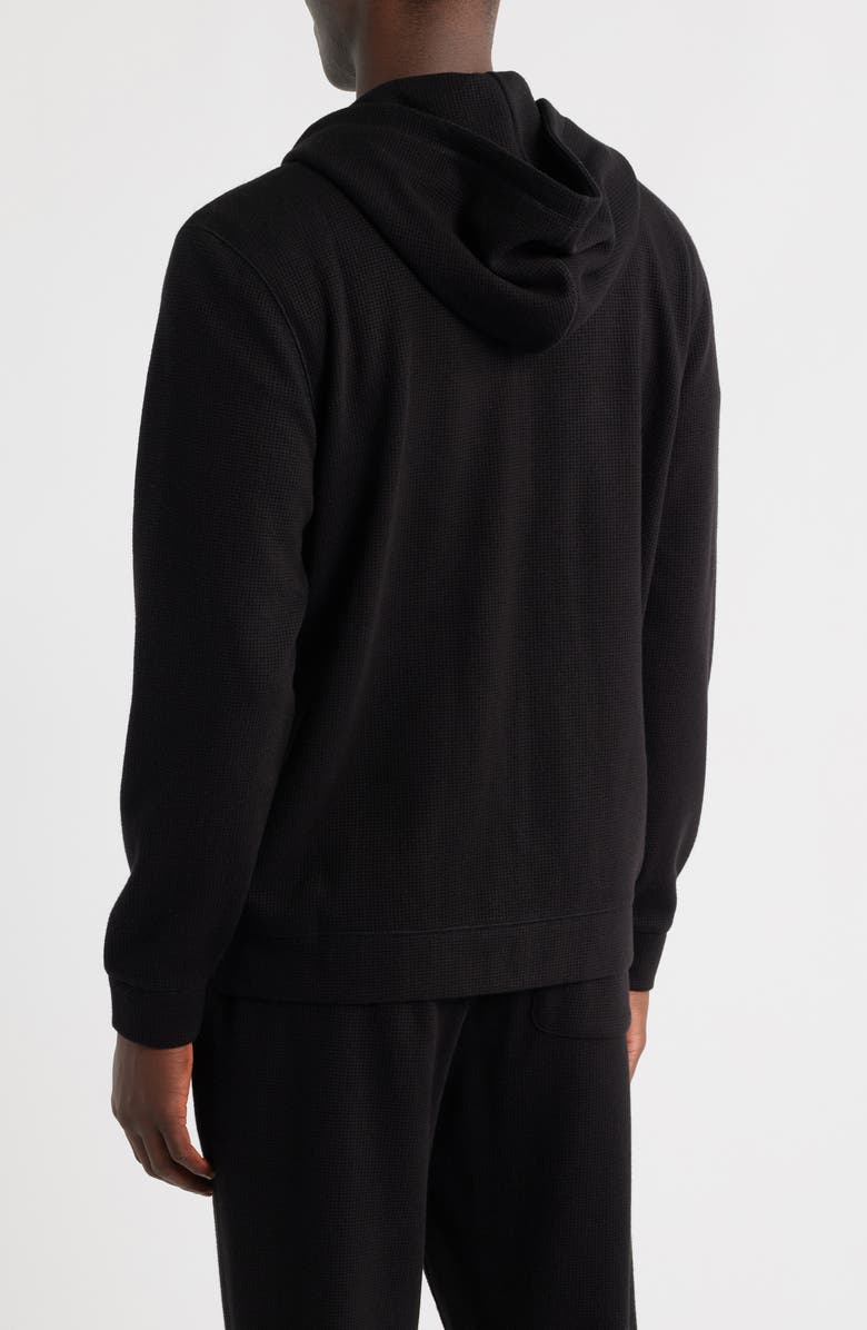 Zella Waffle Knit Zip-Up Hoodie, Alternate, color, Black Caviar