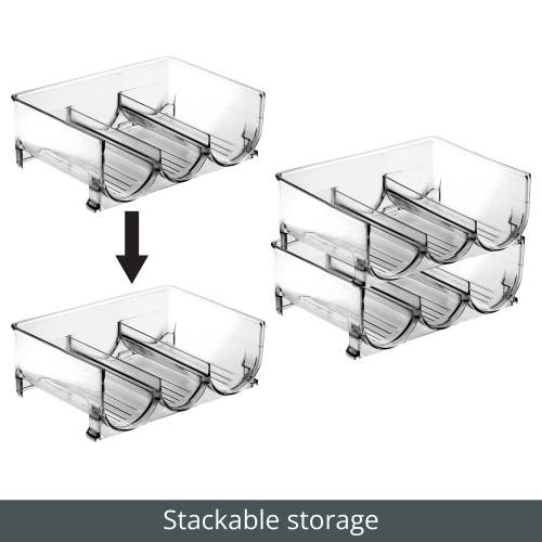 Mdesign Plastic Free-standing Stacking 3 Bottle Storage Rack, 2 Pack, Usa Made