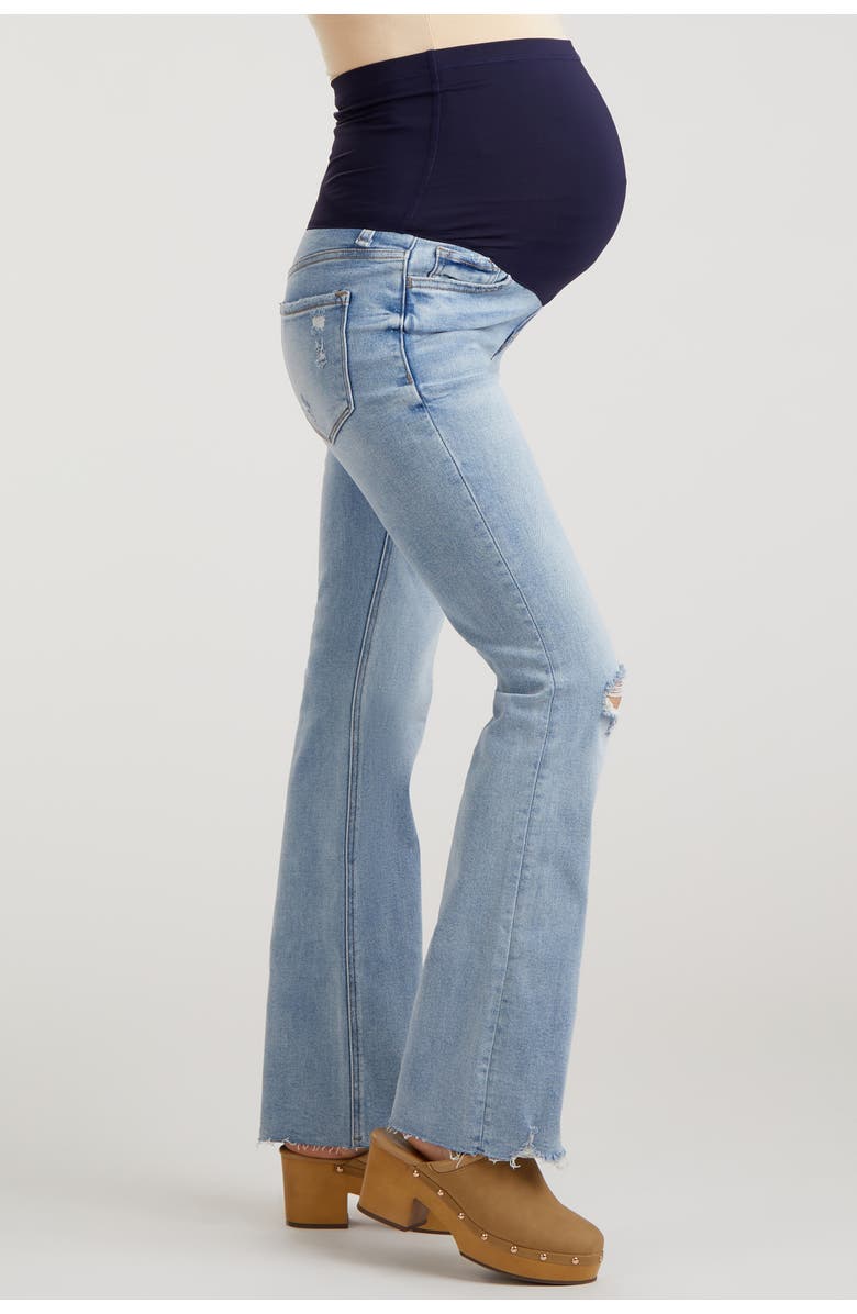 PinkBlush Blue Distressed Bootcut Maternity Jeans, Alternate, color, Blue